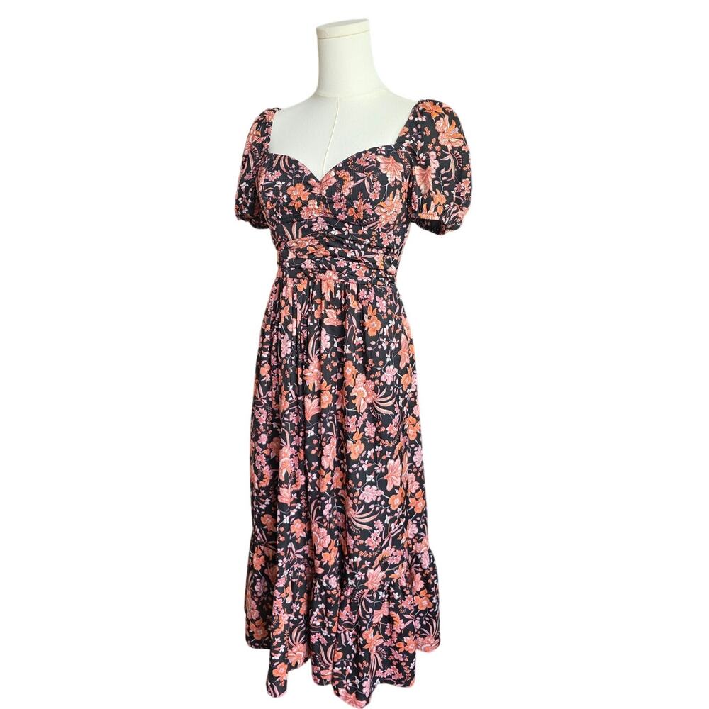 BAND OF THE FREE Multi Floral Short-Sleeve Side Slit Maxi Dress